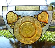 Vintage Depression Glass Sandwich Glass Stained Glass Panel Swag Window Treatment 5 small