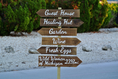 Guest House Destination Signs, Wooden Hotel Decor, Garden Sign Post 1 small