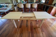 Maple Center Extension Table With Wooden Legs (One 12" Extension) 30" X 60" 3 small