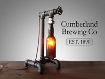 Industrial Beer Bottle Lamp - Faucet Switch - Iron Pipe - Historic Bottles 1 small