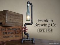 Industrial Desk Lamp - Historic Beer Bottle- Faucet Switch - Iron Pipe 1 small