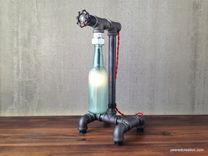 Industrial Beer Bottle Lamp - Faucet Switch - Iron Pipe - Historic Bottles 2 small