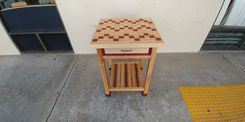 Antikea Rolling Kitchen Island In Maple, Birch, Bubinga, And Purple Heart! 1 small