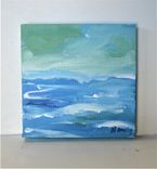 Mini Original Seascape Painting, 4" X 4", Small Square Acrylic Art Canvas, Ocean, Waves, Small Art 3 small