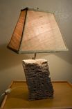 Concrete Slab Table Lamp With Dupioni Silk Shade 1 small
