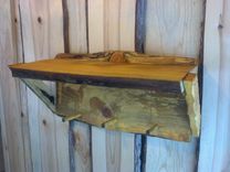 Custom Rustic Shelf & Coat Hooks With Laser Engraved Picture. 1 small