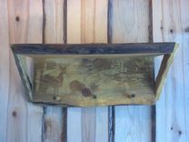 Custom Rustic Shelf & Coat Hooks With Laser Engraved Picture. 2 small