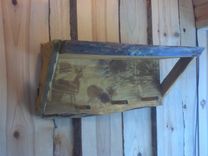 Custom Rustic Shelf & Coat Hooks With Laser Engraved Picture. 4 small