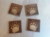 Laser Cut & Engraved Cedar Drink Coasters 2 small