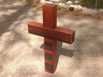 Personalized Cedar Timber Laser Engraved Memorial Cross 9 small