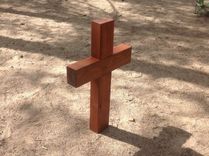 Personalized Cedar Timber Laser Engraved Memorial Cross 10 small