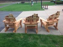Cedar Adirondack Wisconsin Chairs With Personalized Laser Engraving. 3 small