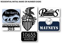 Residential Initial Name And Number Signs In Metal - Silhouette Style 1 small