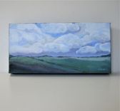 Original Impressionist Acrylic Landscape Painting, 12" X 1 1/2" X 6" 2 small