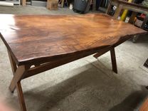 Live Edge Spalted Maple Desk Ready To Ship, 2 Large Drawers, Stained Light Walnut Active 2 small