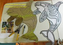 Orca Killer Whale Sculpture - Aluminum Metal Whale Wall Art 4 small