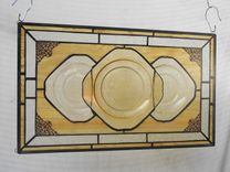 Stained Glass Plate Panel 1930s Depression Glass Madrid Window Treatment 4 small