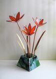 Day Lilies In Stained Glass- Centerpiece/ Sculpture 2 small