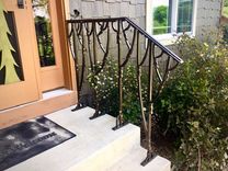 Staircase Railing. Blacksmith Forged Metal Outdoor Railing. 1 small