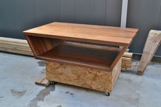 Trapezoid Walnut Coffee Table. Solid Wood 5 small