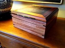 Artisan Jewelry Box Mahogany & Walnut Burl 6 small