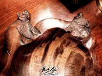 Hand Carved Artisan Walnut Bowl 4 small