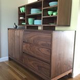 Solid Walnut Buffet & Hutch 1 small