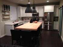 Maple Kitchen Table/ Rolling Island 2 small