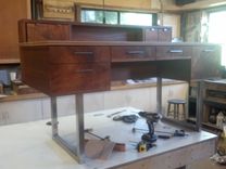 Contemporary Exotic Wood Desk 6 small