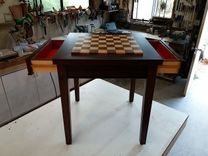 Custom Exotic Wood Chess Table With Drawers 2 small