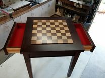 Custom Exotic Wood Chess Table With Drawers 1 small