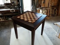 Custom Exotic Wood Chess Table With Drawers 3 small