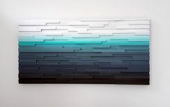 Abstract Ocean Landscape, Modern Wood Wall Art, Blue Home Decor 3 small