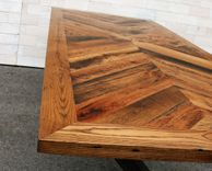Tobacco Oak Chevron Dining Table With Steel X Legs 2 small