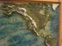 Cast Glass World Map With Topography 3 small