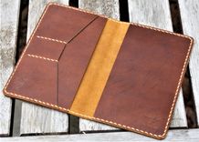Handmade Cover For Field Notes Card Wallet Scribo Thoroughbred Leather Sunset Oil Tan Cream 3 small
