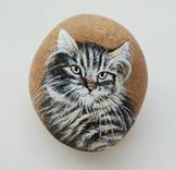 Pet Portrait On Rock - Custom Hand Painted Realistic Cat Or Dog Portrait On A Rock 5 small