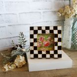 Hand Painted Checks Vintage Frame Courtly Picture Frame Pink Rose Checked Decor 2 small