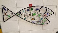 Metal Frame Fish With Sea Glass Scales 4 small
