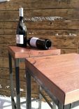 Reclaimed Oak Top Barstools With Raw Metal Base 1 small