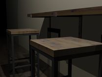 Reclaimed Oak Top Barstools With Raw Metal Base 2 small