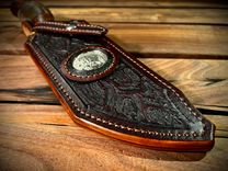 Hand Tooled Leather Knife Sheath - Smoky Mountain Coin Edition 1 small