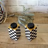 Whimsical Checked Salt And Pepper Shakers Black And White Checkered Dining Decor 2 small