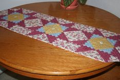 One Of A Kind - Brighten Your Table - Pink And White Floral-Log Cabin Table Runner 1 small