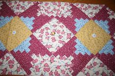One Of A Kind - Brighten Your Table - Pink And White Floral-Log Cabin Table Runner 2 small