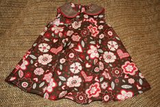 Brown Sleeveless Dress With Whimsical Flowers & Hearts - Sz 2 1 small