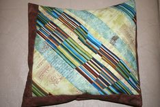 Blue, Green, And Brown Pieced Decorative Pillows - Set Of Three 3 small