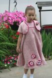 Flowered Pink Tweed Tent Girls Dress With Bolero Jacket-Size 6 1 small