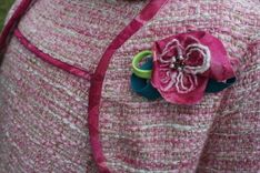 Flowered Pink Tweed Tent Girls Dress With Bolero Jacket-Size 6 4 small