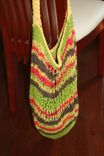 Green, Brown, Red And Yellow Striped String Bag 3 small